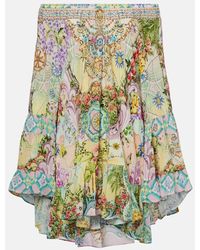 CAMILLA - Embellished Printed Silk Crepe Minidress - Lyst