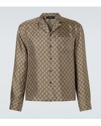 Gucci - Gg Printed Silk Twill Shirt - Lyst