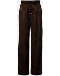 Ganni - Satin Jacquard Wide-Leg Pants - Lyst