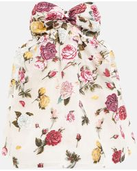 Oscar de la Renta - Robe Bustier A Fleurs - Lyst