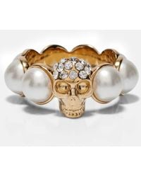 McQueen - Anello Skull Con Cristalli - Lyst