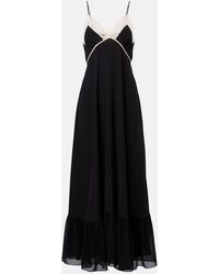 Chloé - Lace-Trimmed Silk Chiffon Maxi Dress - Lyst