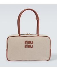 Miu Miu - Tote Bag Aus Canvas Mit Leder - Lyst