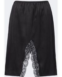 Saint Laurent - Lace-Trimmed Silk Satin Slip Skirt - Lyst