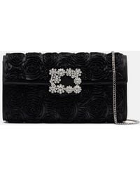 Roger Vivier - Clutch Efflorescence Aus Satin Mit Kristallen - Lyst