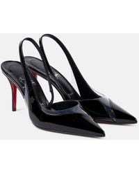 Christian Louboutin - Posticha 80 Leather And Pvc Slingback Pumps - Lyst