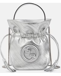 Gucci - Blondie Mini Metallic Leather Bucket Bag - Lyst