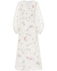 Zimmermann Midikleid Zinnia mit Seidenanteil - Weiß