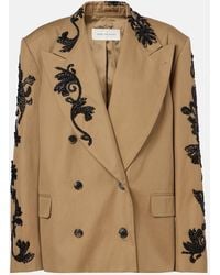 Dries Van Noten - Embellished Cotton Double-Breasted Blazer - Lyst