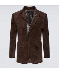 Tom Ford - Leather-Trimmed Suede Blazer - Lyst