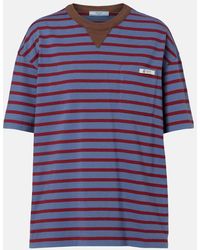 Prada - Striped Cotton Jersey T-Shirt - Lyst