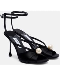 Jimmy Choo - Siva 95 Embellished Satin Sandals - Lyst