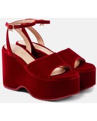 Gianvito Rossi - Sandales Compensees En Velours - Lyst