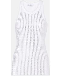 The Attico - Crystal-Embellished Cotton Tank Top - Lyst