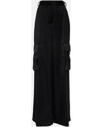 Versace - High-Rise Wide-Leg Satin Cargo Pants - Lyst