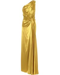 Dolce & Gabbana One-Shoulder-Robe aus Seidensatin - Gelb