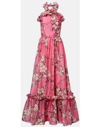 LEO LIN - Isabelle Floral Ruffled Linen-Blend Gown - Lyst