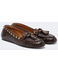 Isabel Marant - Faxel Snake-Effect Studded Leather Loafers - Lyst