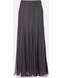 Chloé - Jupe Longue A Taille Haute En Mousseline De Soie - Lyst