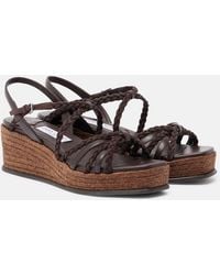 Jimmy Choo - Nyra Braided Suede Espadrille Wedges - Lyst