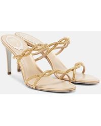 Rene Caovilla - Braid Crystal-Embellished Satin Sandals - Lyst