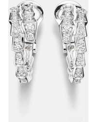BVLGARI - Serpenti Viper 18Kt Hoop Earrings With Diamonds - Lyst