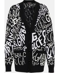 Dolce & Gabbana - Logo Intarsia Virgin Wool Cardigan - Lyst