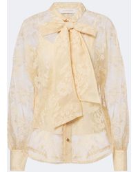 Zimmermann - Valiant Tie-Neck Lace Blouse - Lyst