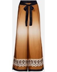 Max Mara - Printed Satin Cropped Wide-Leg Pants - Lyst