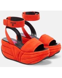 PUCCI - Ami Suede Wedge Platform Sandals - Lyst