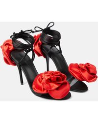 Magda Butrym - Floral-Applique Satin Slingback Sandals - Lyst