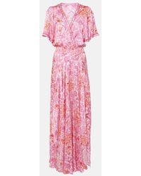 Poupette - Bedrucktes Maxikleid Mabelle Aus Satin - Lyst
