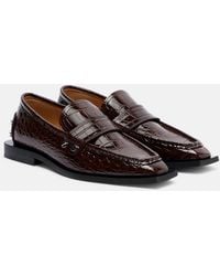 Ganni - Studs Croc-Effect Loafers - Lyst