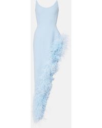 David Koma - Asymmetric Feather-Trimmed Cocktail Dress - Lyst