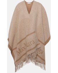 Max Mara - Poncho De Lana Con Logo En Jacquard - Lyst
