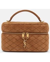 Saint Laurent - Gaby Mini Quilted Suede Vanity Bag - Lyst