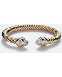 David Yurman - Classic Cablespira 18Kt Bangle With Diamonds - Lyst