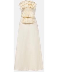 Johanna Ortiz - Embellished Linen Maxi Dress - Lyst