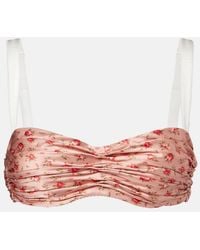 Dolce & Gabbana - Floral Draped Silk Satin Bra - Lyst