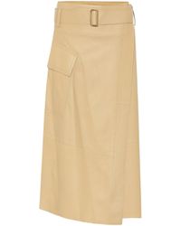 Vince Belted Leather Wrap Skirt - Natural