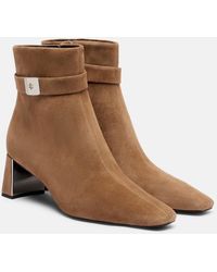 Tory Burch - Ankle Boots Georgia T Monogram Aus Veloursleder - Lyst