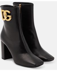 Dolce & Gabbana - Stivali in pelle con logo-plaque - Lyst