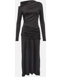 Victoria Beckham - Asymmetric Ruched Jersey Midi Dress - Lyst