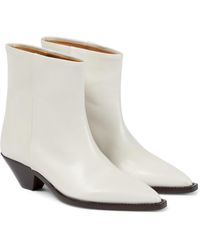 Isabel Marant Leather Imori Ankle Boots in Natural | Lyst
