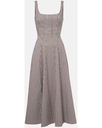 STAUD - Wells Checked Midi Dress - Lyst