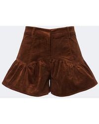 Ganni - Ruffled Cotton-Blend Corduroy Shorts - Lyst