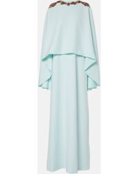 Costarellos - Elin Embellished Caped Crepe Gown - Lyst