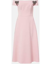 Carolina Herrera - Embellished Off-Shoulder Midi Dress - Lyst