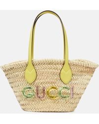 Gucci - Small Logo Straw Basket Bag - Lyst