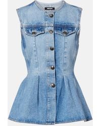 ROTATE BIRGER CHRISTENSEN - Zoey Peplum Denim Top - Lyst